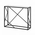 Konsolentisch Flurtisch Schwarz Stahl mit Tischplatte aus gehärtetem Glas in Marmoroptik rechteckig 100 x 30 x 80 cm