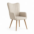 Ohrensessel Beige mit Polyesterbezug und Massivholzbeinen 68 x 76 x 102 cm