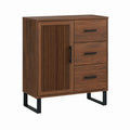 Sideboard Highboard Nussbaum MDF mit Walnussfurnier 80 x 40 x 100 cm mit 3 Schubladen und 1 Tür