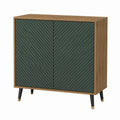 Sideboard mit 2 Türen Nussbaumfurnier Dunkelgrün rechteckig 80 x 40 x 90 cm
