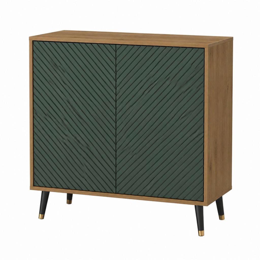 Sideboard mit 2 Türen Nussbaumfurnier Dunkelgrün rechteckig 80 x 40 x 90 cm