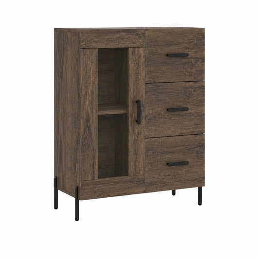 Sideboard mit 3 Schubladen und Tür Dunkelbraun Spanplatte Rechteckig 80 x 40 x 120 cm
