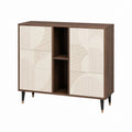 Sideboard Nussbaumfarben Creme MDF rechteckig mit 2 Türen und offenen Fächern 120 x 40 x 100 cm