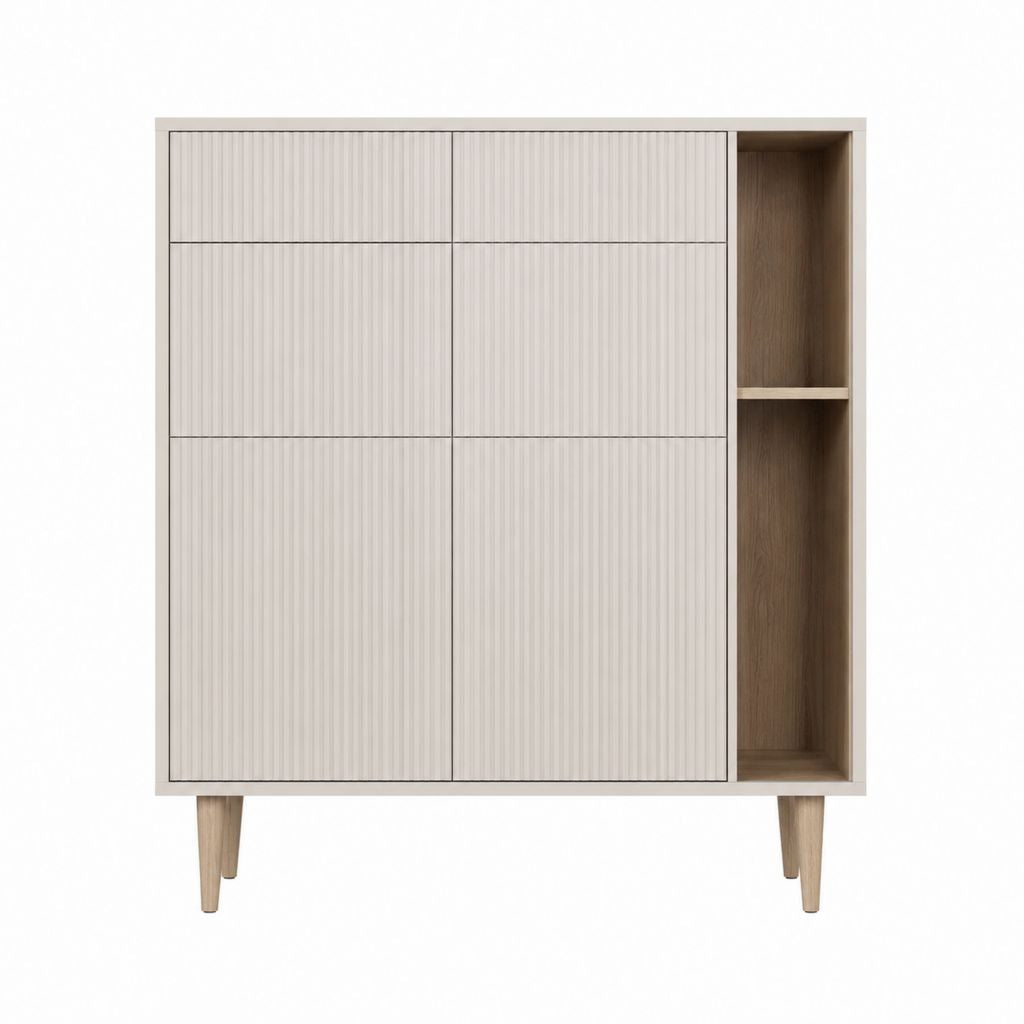 Sideboard mit 6 Türen und offenem Regal Beige Eichenoptik MDF rechteckig 120 x 40 x 120 cm