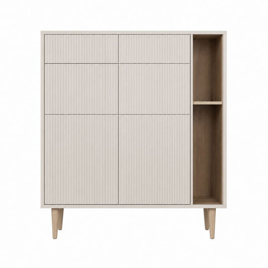 Sideboard mit 6 Türen und offenem Regal Beige Eichenoptik MDF rechteckig 120 x 40 x 120 cm