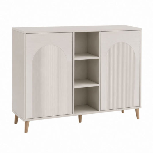 Sideboard mit 2 Türen und 3 offenen Fächern Creme MDF 100 x 40 x 90 cm