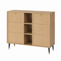 Sideboard aus MDF mit Eichenfurnier und Rattangeflecht 120 x 40 x 100 cm
