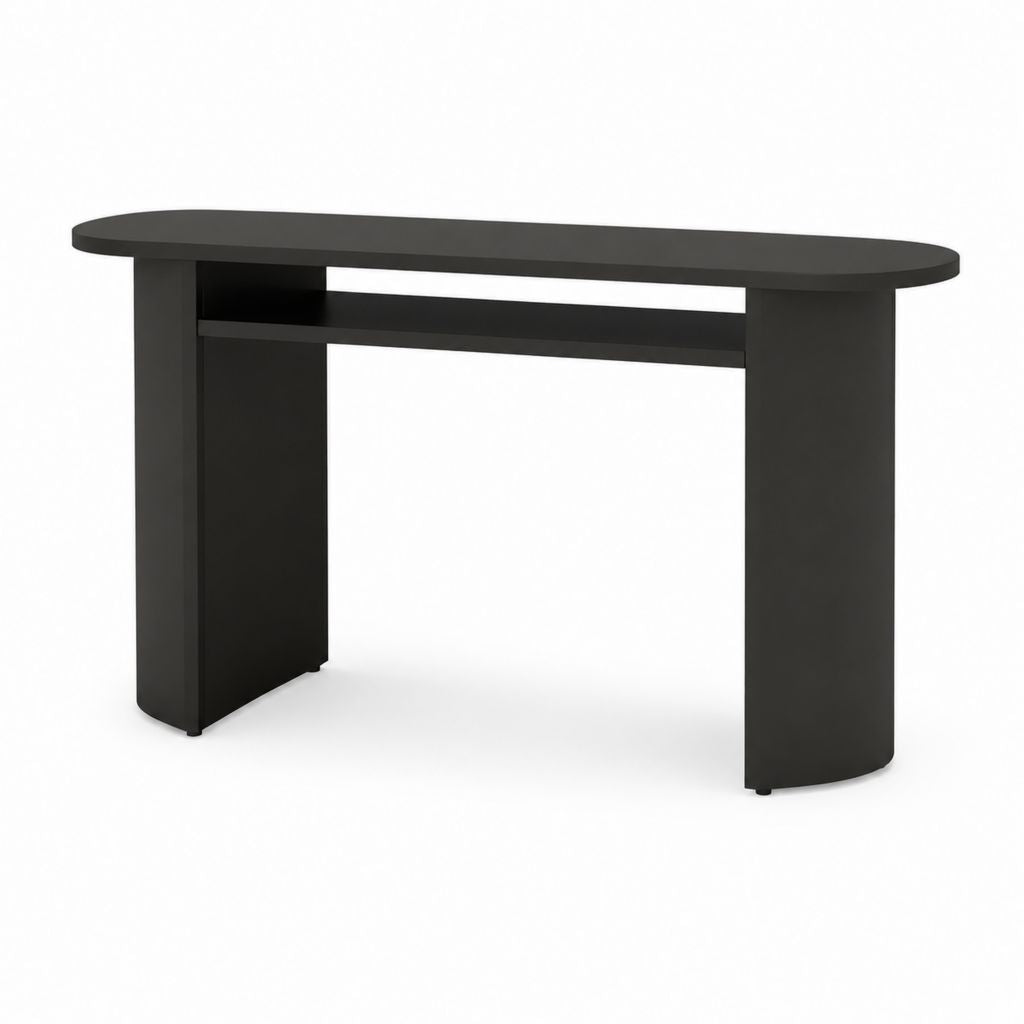 Konsolentisch Schwarz aus melaminharzbeschichteter Spanplatte mit ovaler Tischplatte 120 x 40 x 75 cm