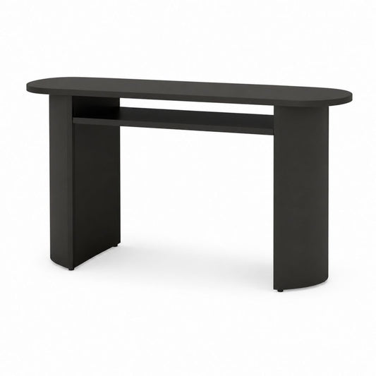 Konsolentisch Schwarz aus melaminharzbeschichteter Spanplatte mit ovaler Tischplatte 120 x 40 x 75 cm