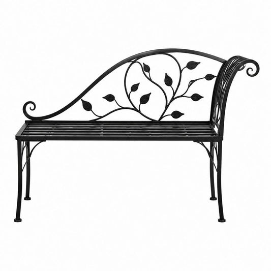 Gartenbank Metall Schwarz Stahl geschwungen 120 x 50 x 90 cm
