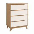 Schubladenkommode mit 4 Schubladen Weiß Eiche Spanplatte rechteckig 80 x 40 x 100 cm