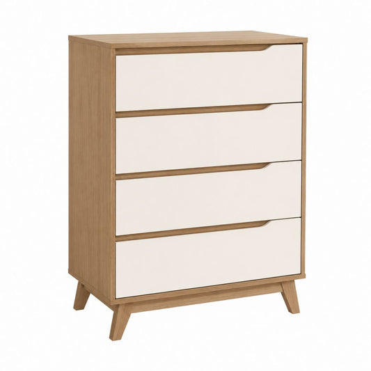 Schubladenkommode mit 4 Schubladen Weiß Eiche Spanplatte rechteckig 80 x 40 x 100 cm