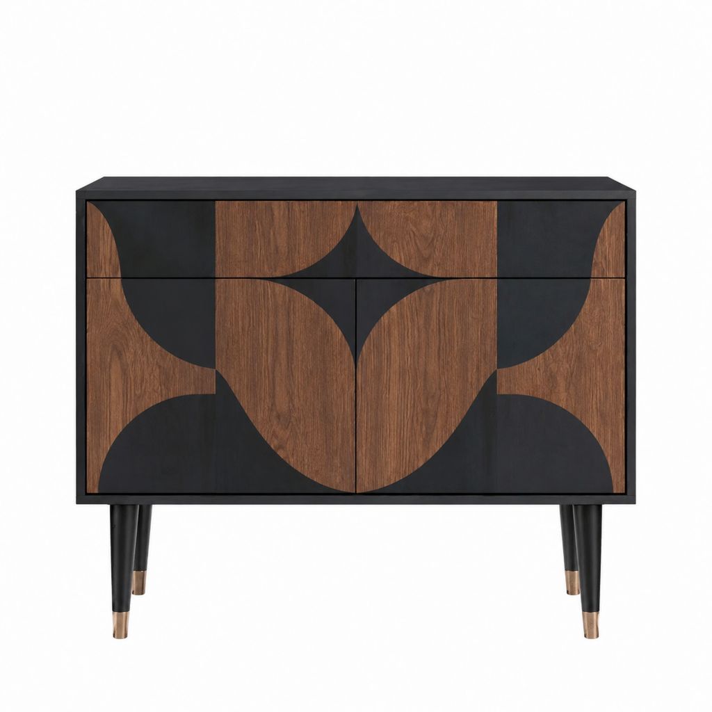 Sideboard Nussbaum Schwarz MDF rechteckig 120 x 40 x 90 cm