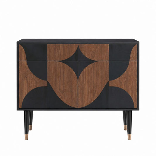 Sideboard Nussbaum Schwarz MDF rechteckig 120 x 40 x 90 cm