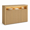 Sideboard Eiche hell mit Lamellentüren und LED-Beleuchtung 120 x 40 x 90 cm