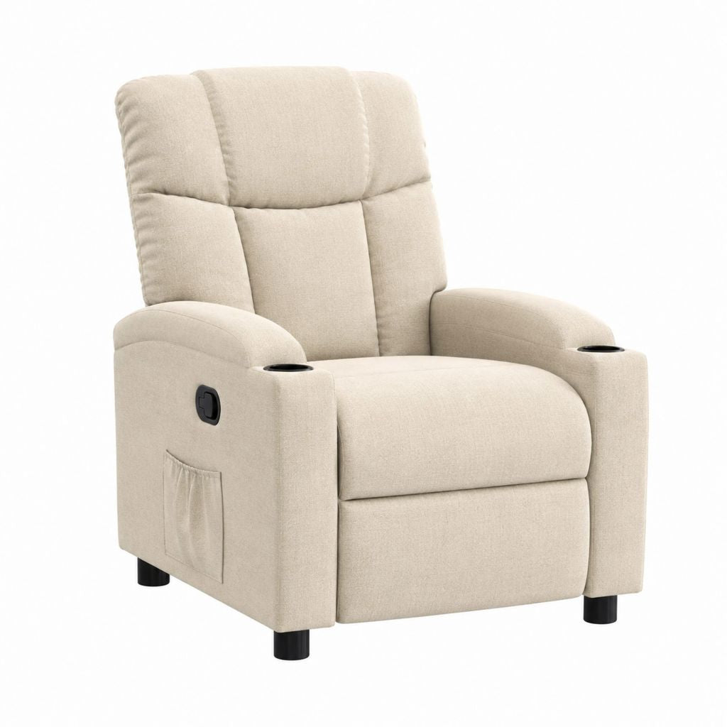 Relaxsessel Fernsehsessel mit Liegefunktion Beige Polyester 86 x 92 x 102 cm