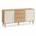 Sideboard Eiche Natur MDF rechteckig mit 2 Türen und 3 Schubladen 160 x 40 x 80 cm