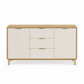 Sideboard mit 2 Türen und 3 Schubladen Eicheoptik Creme MDF 140 x 40 x 80 cm