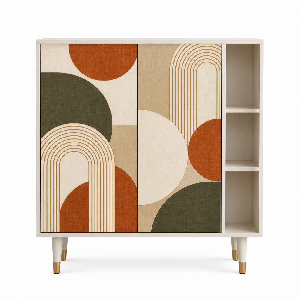 Sideboard mit 2 Türen und 3 offenen Fächern Weiß Mehrfarbig MDF 120 x 40 x 120 cm