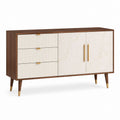 Sideboard Weiß Nussbaum MDF rechteckig mit 3 Schubladen und 2 Türen 160 x 40 x 85 cm