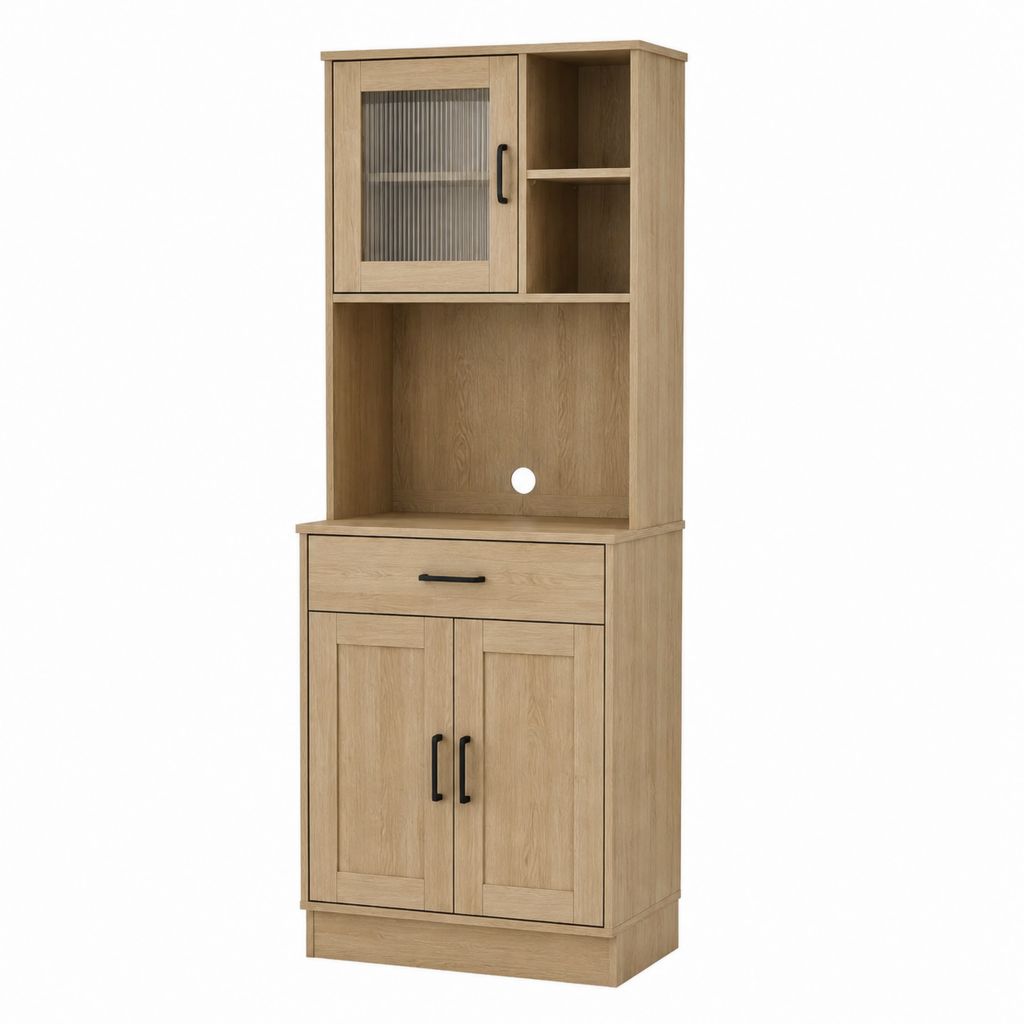 Wohnzimmerschrank mit Vitrine Eiche Spanplatte rechteckig 60 x 40 x 180 cm