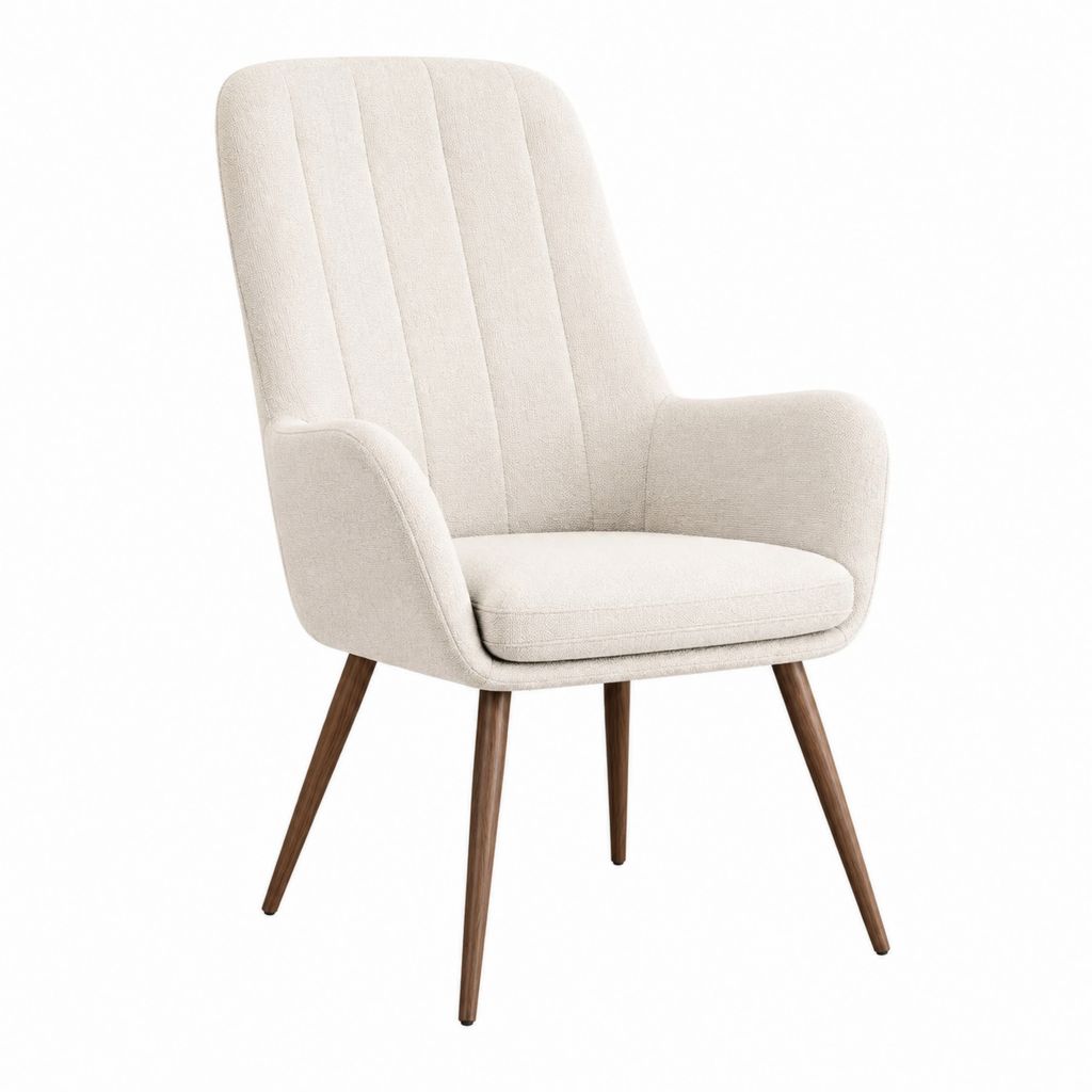 Sessel Beige aus Polyestergewebe mit Massivholzbeinen Hochlehner 66 x 72 x 104 cm