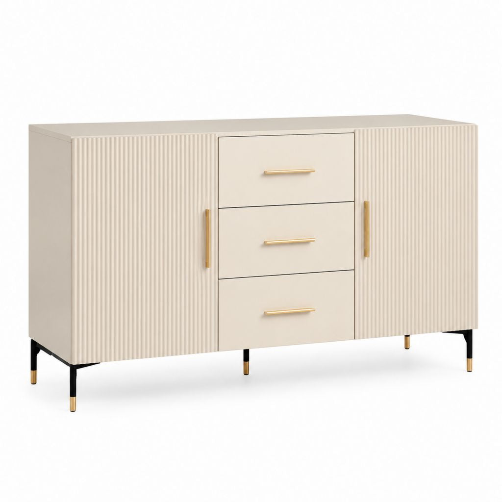 Sideboard Cremeweiß MDF und Spanplatte rechteckig mit 2 Türen 3 Schubladen 120 x 40 x 80 cm