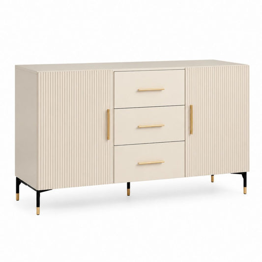 Sideboard Cremeweiß MDF und Spanplatte rechteckig mit 2 Türen 3 Schubladen 120 x 40 x 80 cm