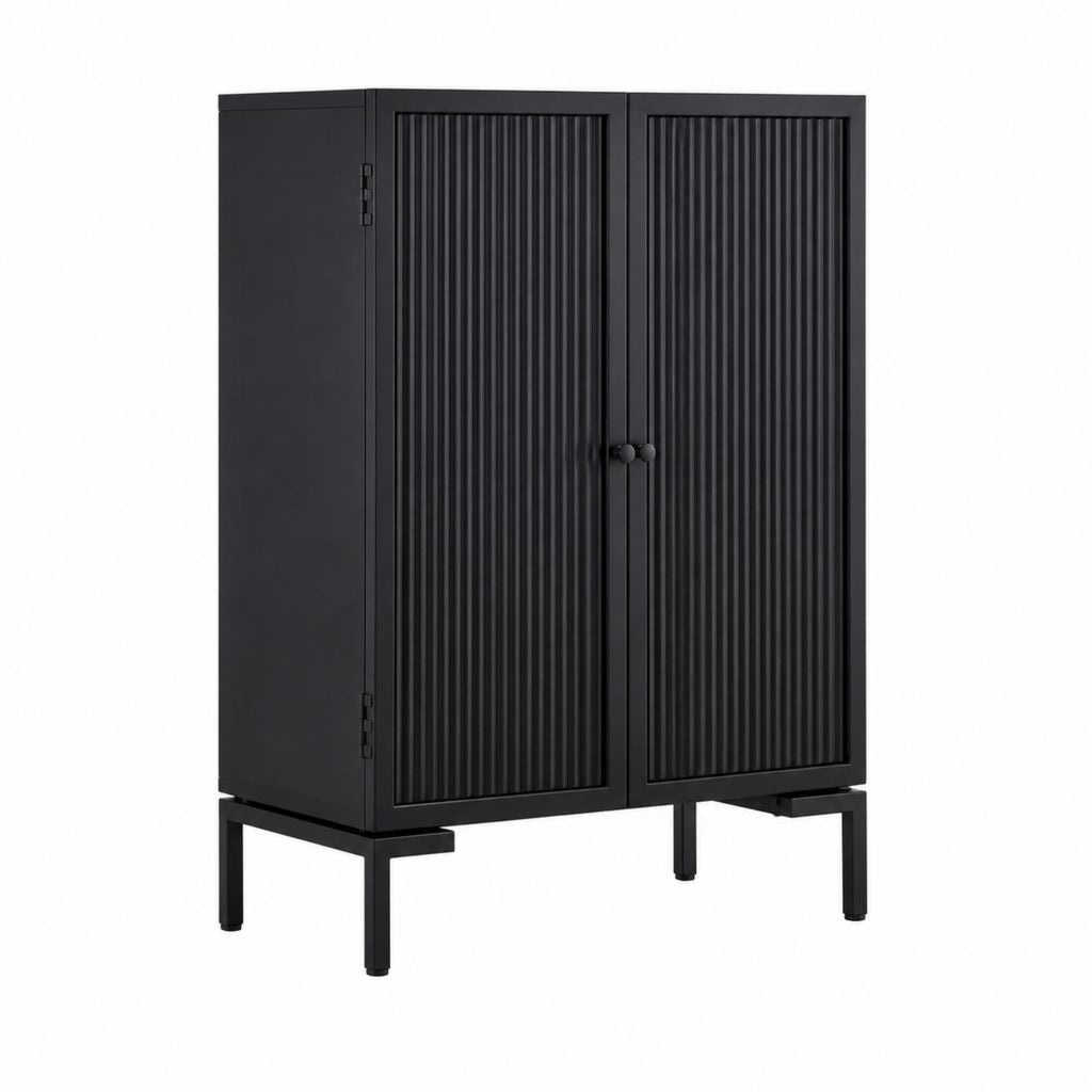 Sideboard Metallschrank Schwarz Stahl Rechteckig 80 x 40 x 120 cm