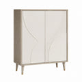 Sideboard mit 2 Türen in Beige und Eichenholzoptik aus MDF 80 x 40 x 120 cm