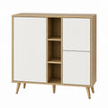 Sideboard Eichefarben Weiß aus MDF mit Riffeloptik 120 x 40 x 120 cm